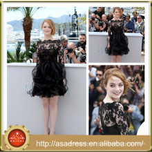 CN06 Sexy Cannes Film Festival 2015 Emma Stone Schwarz Roter Teppich Promi Spitze Kurze Abendkleider